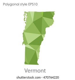 Vermont state map in geometric polygonal style.Abstract gems triangle,modern design background. Vector illustration EPS10