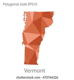 Vermont state map in geometric polygonal style.Abstract gems triangle,modern design background. Vector illustration EPS10