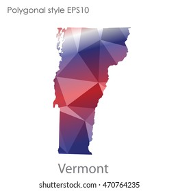 Vermont state map in geometric polygonal style.Abstract gems triangle,modern design background. Vector illustration EPS10