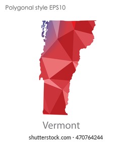 Vermont state map in geometric polygonal style.Abstract gems triangle,modern design background. Vector illustration EPS10