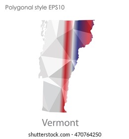 Vermont state map in geometric polygonal style.Abstract gems triangle,modern design background. Vector illustration EPS10