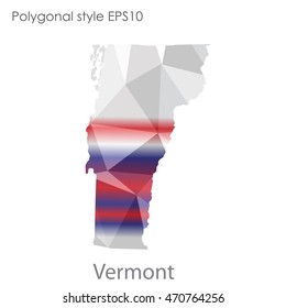 Vermont state map in geometric polygonal style.Abstract gems triangle,modern design background. Vector illustration EPS10