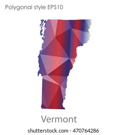 Vermont state map in geometric polygonal style.Abstract gems triangle,modern design background. Vector illustration EPS10