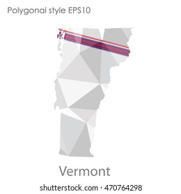 Vermont state map in geometric polygonal style.Abstract gems triangle,modern design background. Vector illustration EPS10