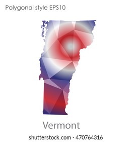 Vermont state map in geometric polygonal style.Abstract gems triangle,modern design background. Vector illustration EPS10