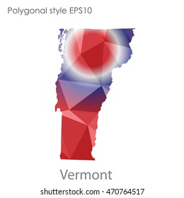 Vermont state map in geometric polygonal style.Abstract gems triangle,modern design background. Vector illustration EPS10