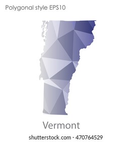Vermont state map in geometric polygonal style.Abstract gems triangle,modern design background. Vector illustration EPS10