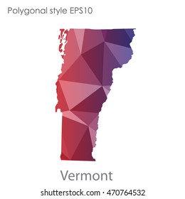 Vermont state map in geometric polygonal style.Abstract gems triangle,modern design background. Vector illustration EPS10