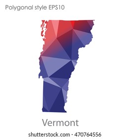 Vermont state map in geometric polygonal style.Abstract gems triangle,modern design background. Vector illustration EPS10