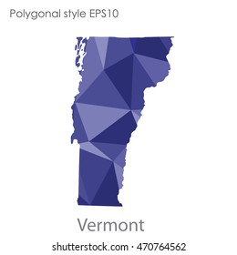 Vermont state map in geometric polygonal style.Abstract gems triangle,modern design background. Vector illustration EPS10