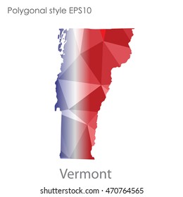 Vermont state map in geometric polygonal style.Abstract gems triangle,modern design background. Vector illustration EPS10