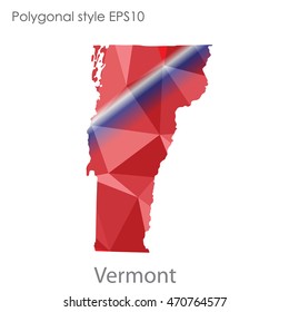 Vermont state map in geometric polygonal style.Abstract gems triangle,modern design background. Vector illustration EPS10
