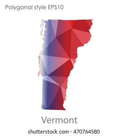 Vermont state map in geometric polygonal style.Abstract gems triangle,modern design background. Vector illustration EPS10