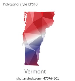 Vermont state map in geometric polygonal style.Abstract gems triangle,modern design background. Vector illustration EPS10