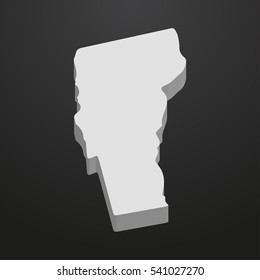 Vermont State map in gray on a black background 3d