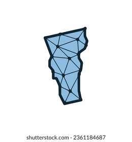 Vermont state map polygonal illustration made of lines and dots, isolated on white background. US state low poly design