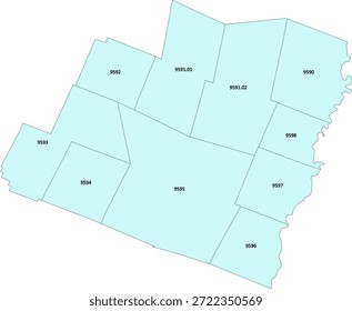Vector Polígono del tracto censal del condado de Orange del estado de Vermont basado en los datos del censo de Tiger 2020