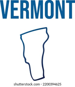Skizze des Vermont-Zustands, blaue Farbverlauf-Karte