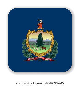 Vermont state rounded square flag. Part of The United States of America. Clean design for print, web, or educational use. Vector illustration with dropped shadow on white background.