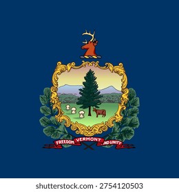 Vermont state square flag. Part of The United States of America. Clean design for print, web, or educational use. Vector illustration.