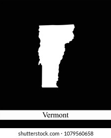 Vermont state of USA map vector outline illustration black and white abstract background. Highly detailed creative map of Vermont state of United States of America prepared by a map expert