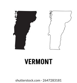 Estado de Vermont, EUA. Território e bandeira de Vermont. Território dos Estados Unidos sobre fundo branco. Estados separados. Ilustração vetorial