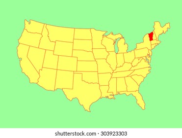 Vermont State, USA, vector map isolated on United states map. Editable blank vector map of USA. 