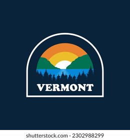 Vermont sun vintage logo vector concept, icon, element, and template for company. Travel, explore, adventure logo.