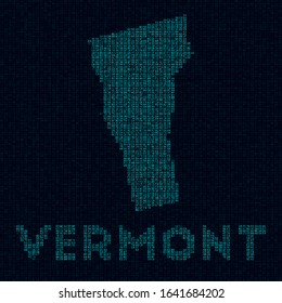 Vermont tech map. US state symbol in digital style. Cyber map of Vermont with US state name. Astonishing vector illustration.