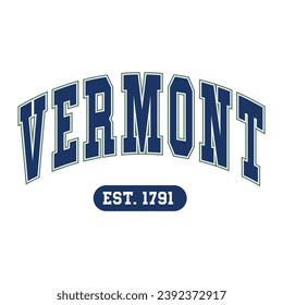 Vermont typography design vector, usa state shirt design vector. Jersey design vector, T-shirt design for usa 