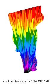 Vermont (United States of America, USA, U.S., US) - map is designed rainbow abstract colorful pattern, State of Vermont map made of color explosion,