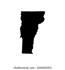 Plantilla de vectores de mapa en blanco de Vermont US Color sólido negro y contorno aislado en fondo blanco. fácil de editar