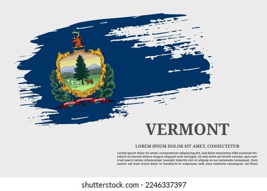 Vermont US flag grunge brush and text poster, vector