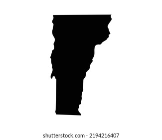 Vermont US Map. VT USA State Map. Black and White Vermonter State Border Boundary Line Outline Geography Territory Shape Vector Illustration EPS Clipart