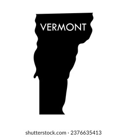 Vermont es un elemento negro del estado estadounidense aislado de fondo blanco. Estados Unidos de América. Mapa con las fronteras de los condados.