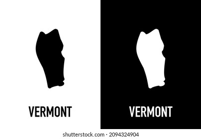 Vermont - U.S. state. Contour line in white and black color on two face background. Map of The United States of America. Vector illustration.