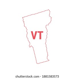 Borde de puntos del mapa del estado de Vermont. Ilustración vectorial. Abreviación de estado de dos letras.