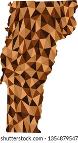 Vermont U.S. state polygonal map background low poly style 6 brown colors vector illustration EPS
