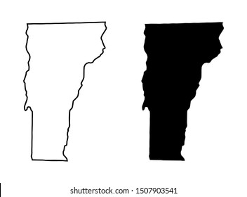 Vermont US State Vector Map - Vermont Blank Silhouette and Outline Map Vector Isolated on White Background