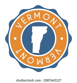 Vermont, USA Badge Map Vector Seal Vector Sign. National Symbol Country Stamp Design Icon Label. 