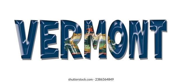 VERMONT USA flag text font, 3D VERMONT flag colorful background, VERMONT flag vector illustration