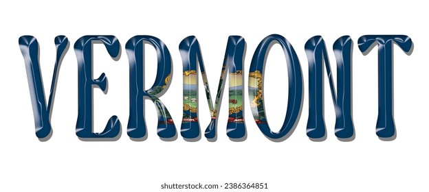 VERMONT USA flag text font, 3D VERMONT flag colorful background, VERMONT flag vector illustration