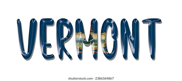 VERMONT USA flag text font, 3D VERMONT flag colorful background, VERMONT flag vector illustration