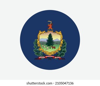 Vermont USA Round State Flag. VT, US Circle Flag. State of Vermont, United States of America Circular Shape Button Banner. EPS Vector Illustration.