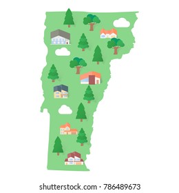 Vermont Usa state map real estate