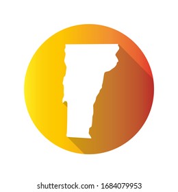 Vermont, USA Symbol Map Icon Round. Flat Vector Art Design with Shadow. Gradient Color Banner.