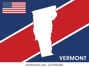 Vermont - USA, United States of America Map vector template.  white color map on flag background for design, infographic - Vector illustration eps 10