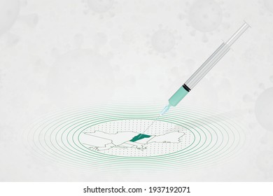 Vermont vaccination concept, vaccine injection in map of Vermont. Vaccine and vaccination against coronavirus, COVID-19. Vector template about Healthcare.