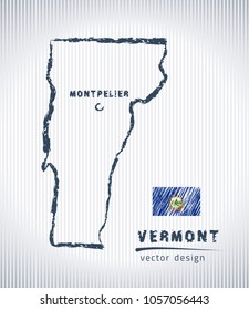 Vermont vector chalk drawing map isolated on a white background
