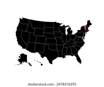 Mapa del Vector de Vermont. Ilustración muy detallada. País de los Estados Unidos de América.